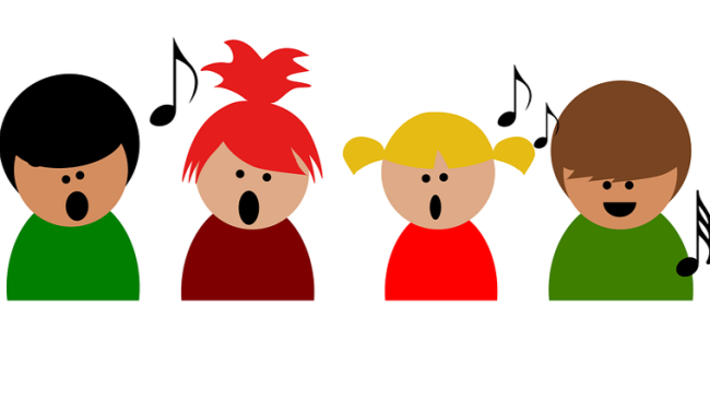 Grafik mir vier singenden Kindern